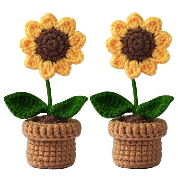 Kitcroet Crochet Kit Starter Kit, 2 PCS Sunflower Potted Plants, video tutorial - Picture 6 of 8